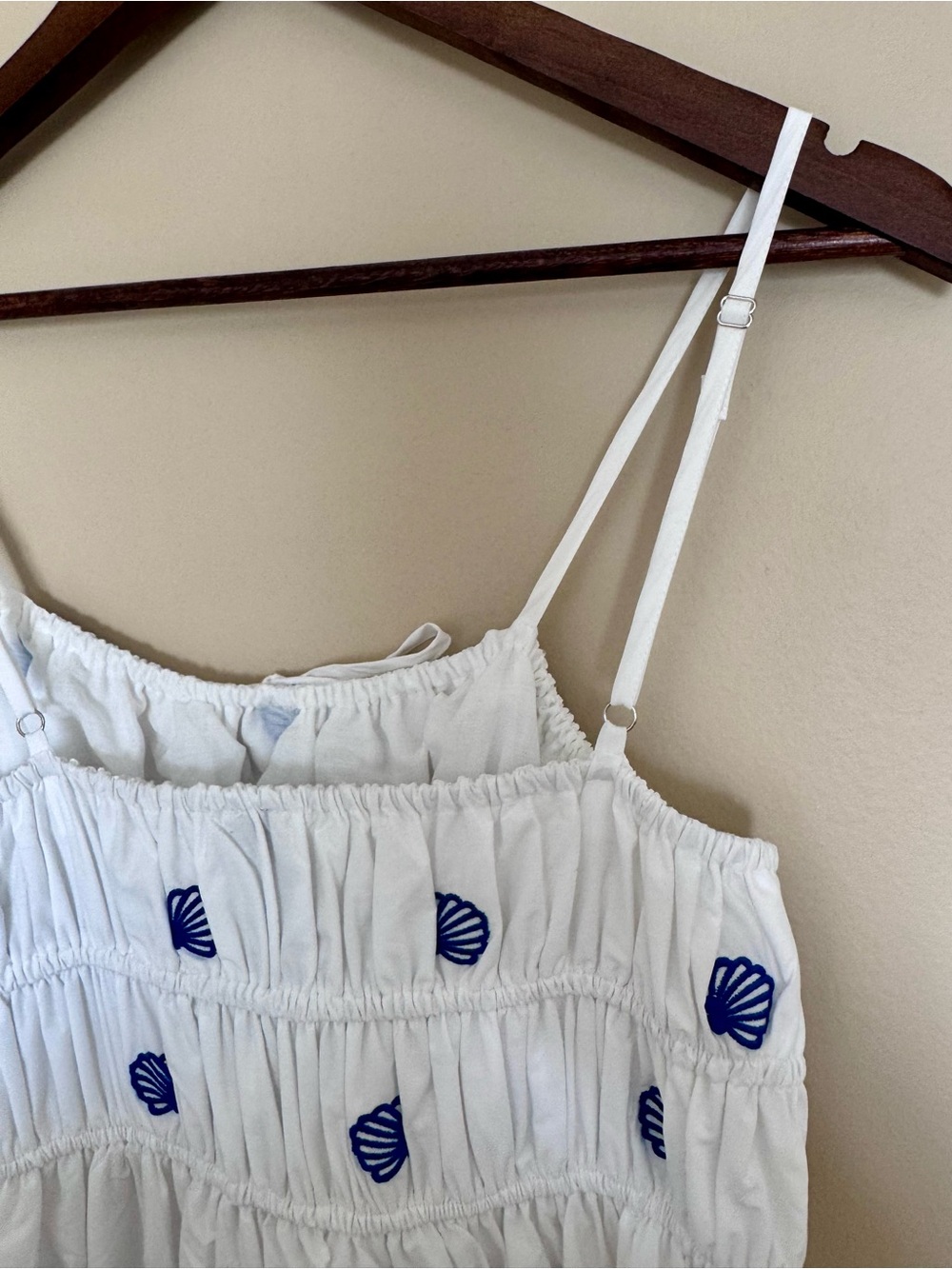Joie White Midi Dress with Blue Shell Motif - Picture 6 of 10